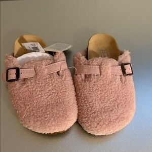 Pink Fuzzy Buckle Clogs
